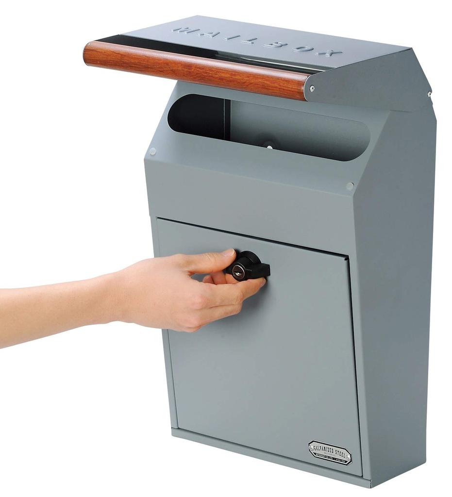 Seto Craft Mailbox Blue Key Mail 25 x Wall-Mounted (GALVA) Gray, Lock, Slot 4.5 cm, SI-3942-BG