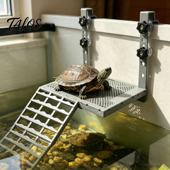 Grande Piattaforma per Tartarughe Stabile, Doccetta per Arrampicata a Forma Solida, Piattaforma per Esposizione al Sole da Appendere con Ventose, Accessorio Antiscivolo per Acquario, Rampa per Esposizione al Sole per Rettili, Acquari