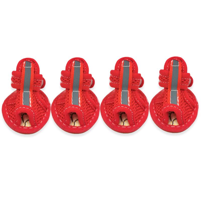 

4 шт./компл. обувь для собак летние дышащие сандалии для маленьких собак прогулочные нескользящие мягкие подошвы пляжные сапоги для щенков товары для животных чихуахуа 1 красный