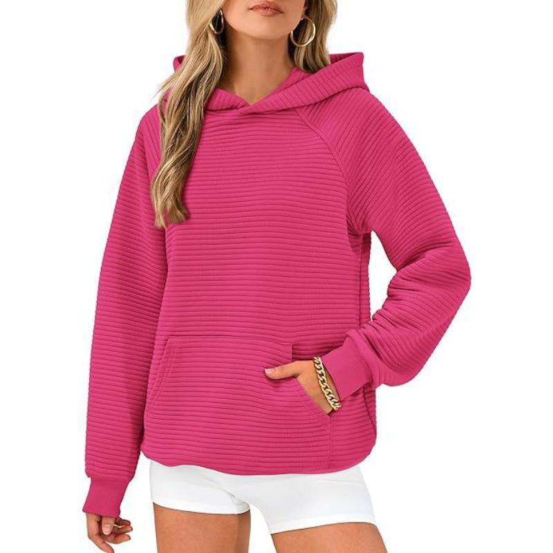 DAFIFY Women's Fashion Casual Solid Color Print Long Sleeve Hooded Hoodies & Sweatshirts