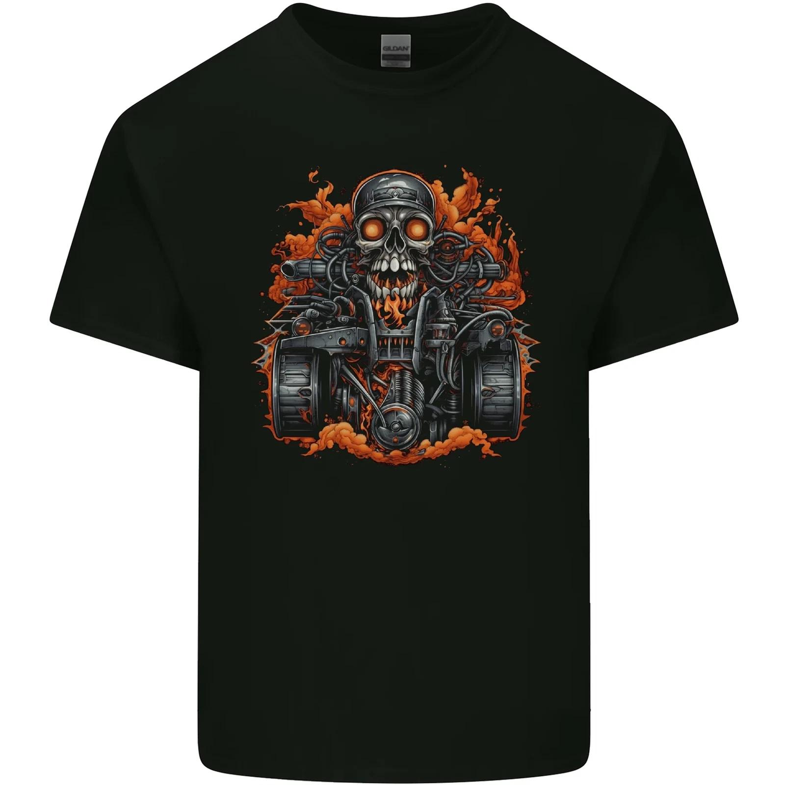 A Skull Quad Bike Rider ATV Off Roading Biker Kids T-Shirt Childrens XL