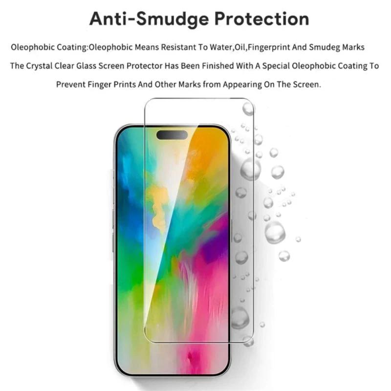 4PCS Premium Tempered Glass For IPhone 16 15 14 13 Pro Max 16 14 15 Plus Anti-Scratch Screen Protector Clear HD Full Screen Glass Film
