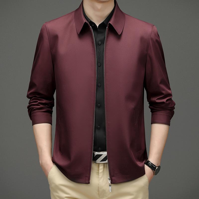 Men's Lapel Jacket Jacket Middle-aged and Elderly Casual Trendy with Dad's Spring and Autumn Fit Top
