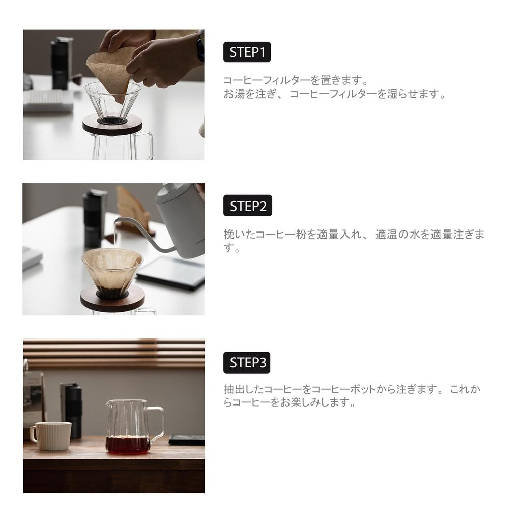 Vandroop Coffee Dripper Glass, Reusable, Transparent, Hand Drip Coffee, V60, Clear (1-4 Cups) (A)