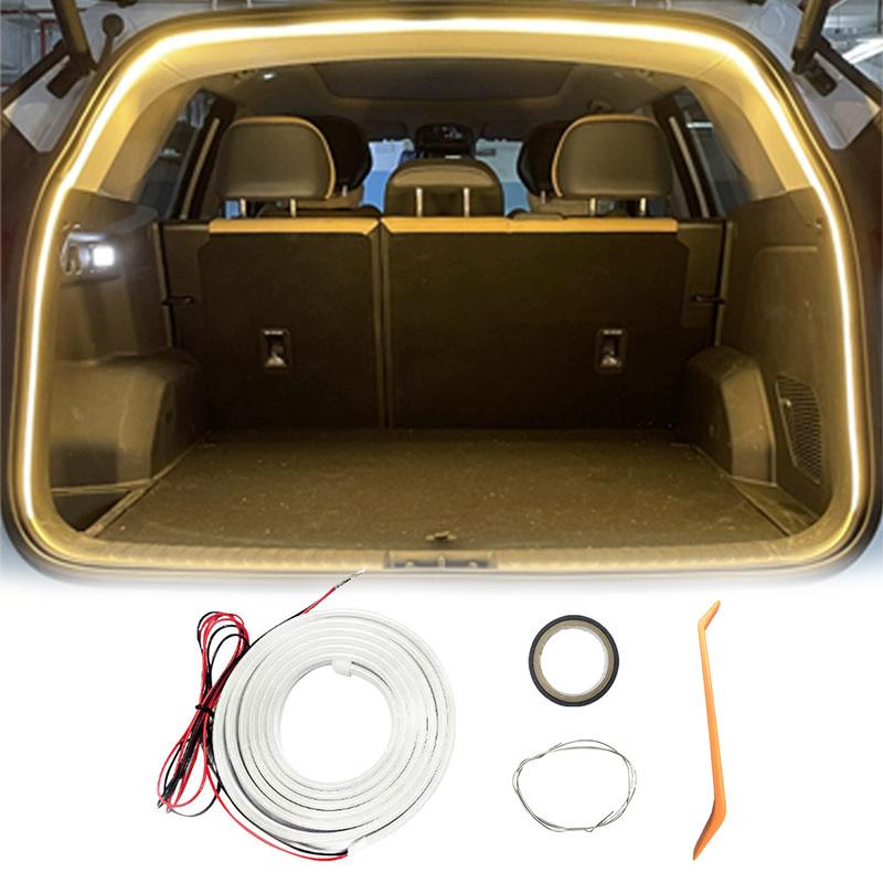 LED Car Trunk Light Strip Self Adhesive Dynamic Flowing Light Strip Multifunction Automatic Tail Box Light for Truck Trunk Decor