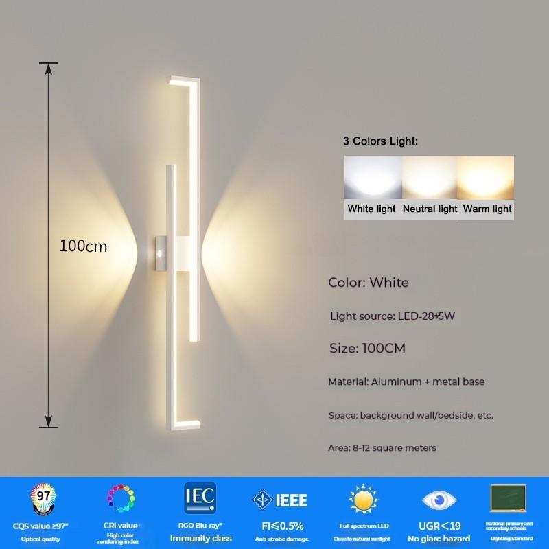 60/80/100/120cm Linear Aluminum Wall Lamp Living Room Bedroom Aisle Light Minimalist LED Wall Lights