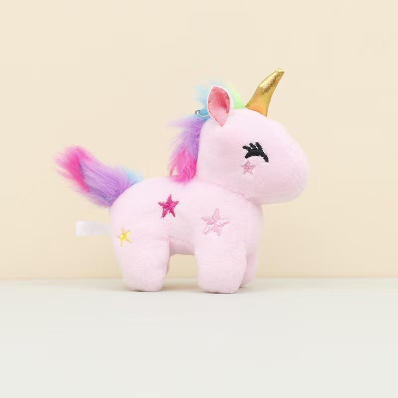 Mini Enhörning Plysch Nyckelring: Söt ponnyväskhängsmycke