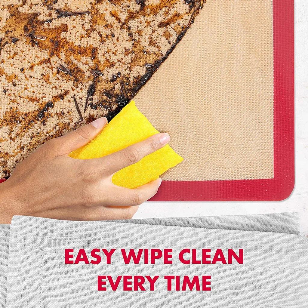 Kitchen Silicone Baking Mat Set Non-Stick Heat for Cookie Sheets Red Baking Tools for Bread Pizza