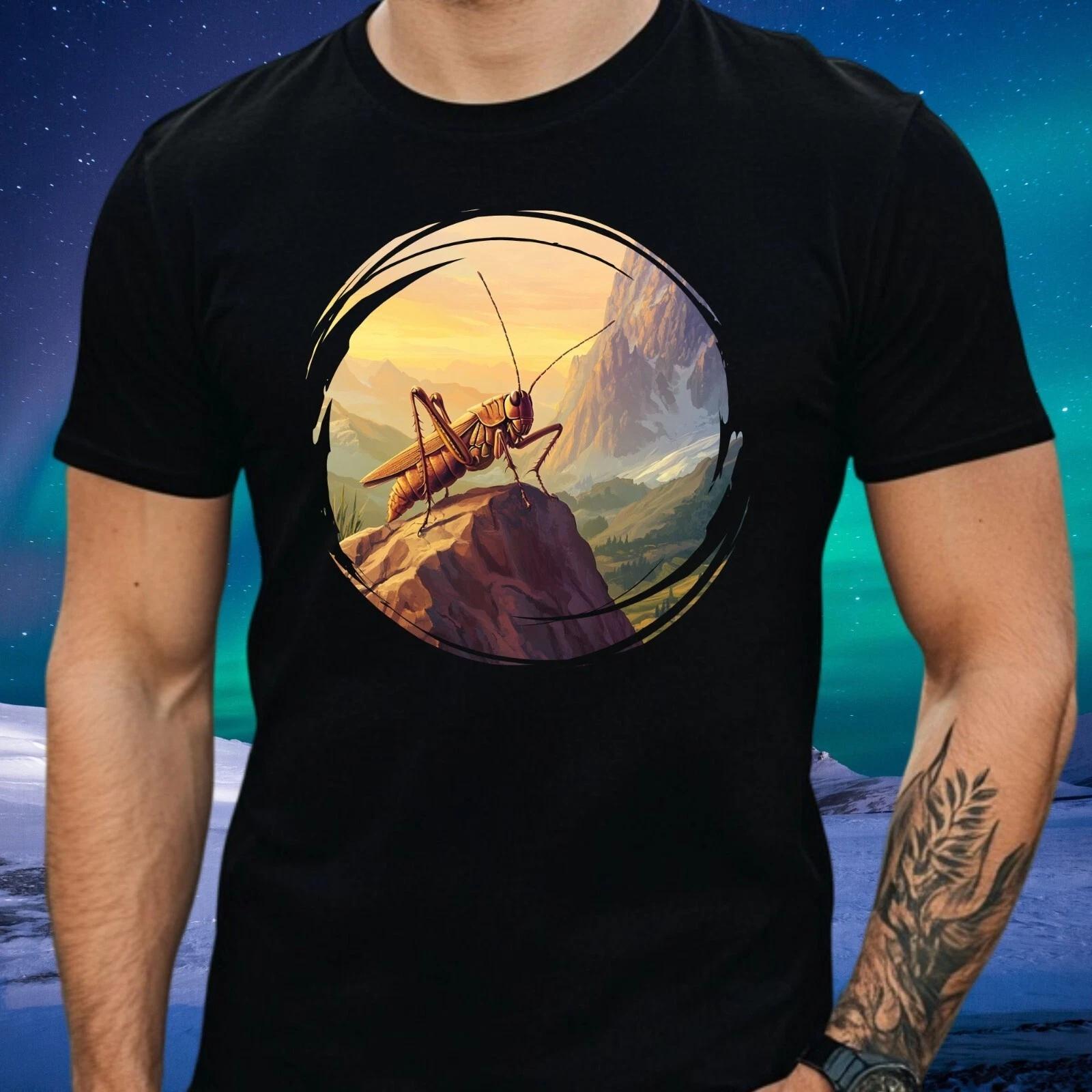 T-Shirt Herren Grashüpfer auf dem Berg Motiv Baumwolle Größe XS bis 5XL M