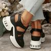 Plus Size Women's Summer New Arrival Open-Toe Platform Sandals with Air Cushion Thick Sole and Velcro Closure