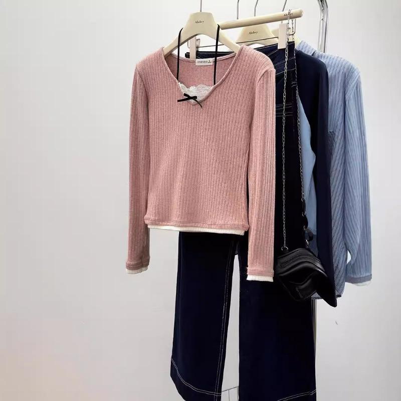 

Дизайнерская рубашка с длинными рукавами, женская, ранняя осень, тонкая, с халтером, модная, с кружевом, приталенная рубашка с воротником, топ в корейском стиле L