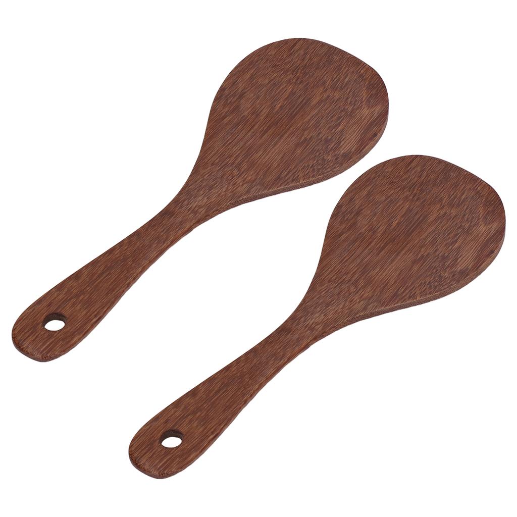 2 Pcs Rice Paddle Natural Wooden Rice Cooker Spatula Kitchen Cooking Spoons for Mixing and Serving RiceRound Mouth