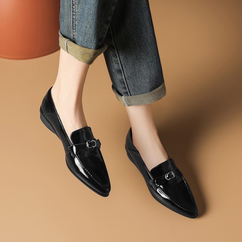 Temperament genuine leather comfortable slimming loafers