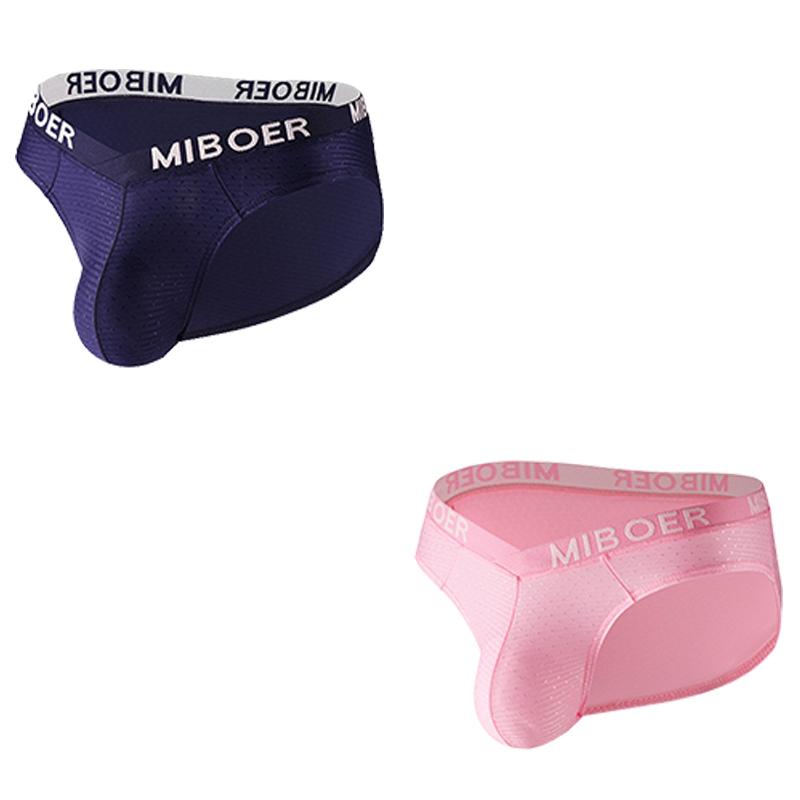 2Pcs/Lot Men's Sexy Low Rise Briefs Solid Color Breathable Big V Waist Briefs U-Pouch Slim Fit Briefs