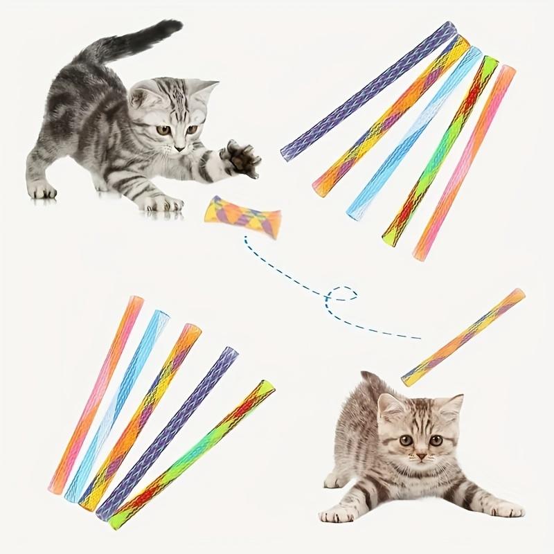5PCS Folding Spring Shaped Toys Colored Elastic Spring Interactive Cat Tearing Stick Providing Fun And Excitement For Pets