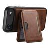 SUTENI M3 For iPhone 17 Air Magnetic Case Cowhide Texture Leather Back Cover with Card Bag Kickstand