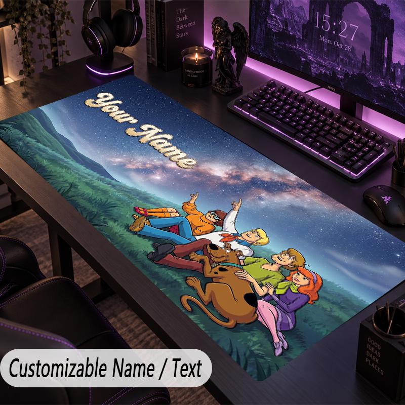 Custom Text Big Mousepad, Extended Desk Pad For Laptop Work GameScooby-Doo