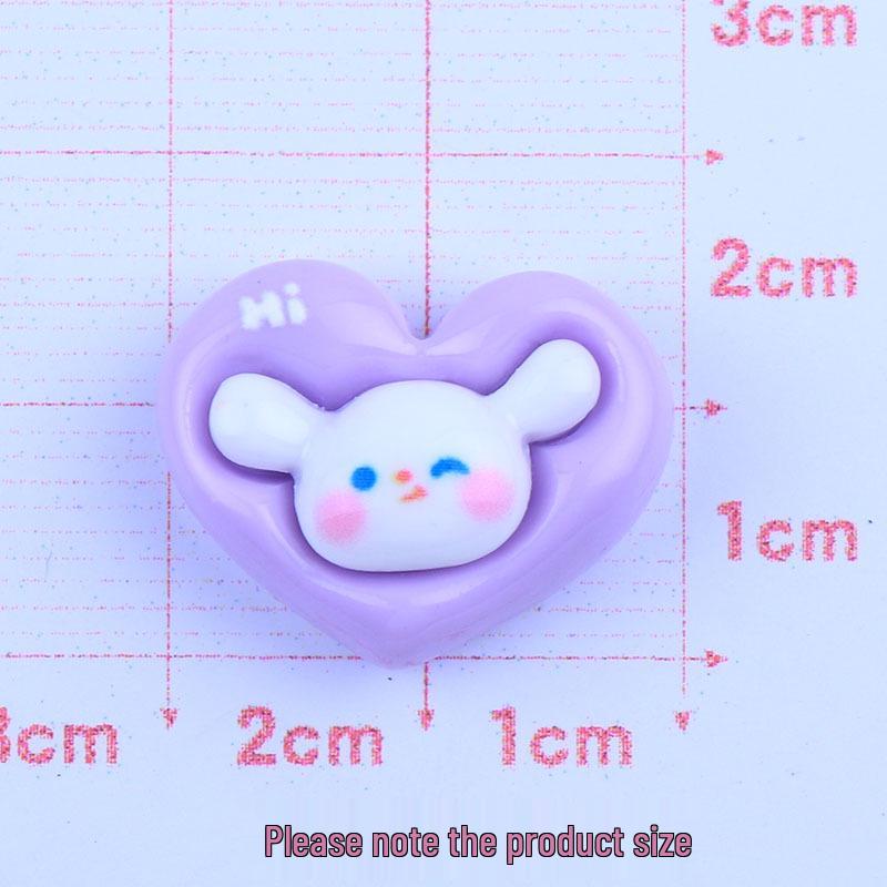 Cartoon Glossy Rabbit Heart DIY Resin Hair Tie & Fridge Magnet Accessories