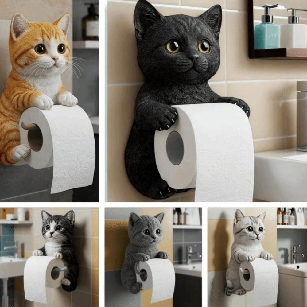 Simple Installation Cat Toilet Paper Holder 3D Cat Shape Hanging Paper Towel Stand  RV Travel