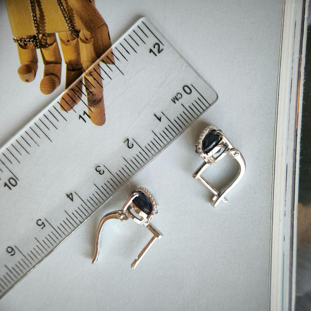 Серебряные серьги с натуральным сапфиром 5.581ct, фианитами (2180265)