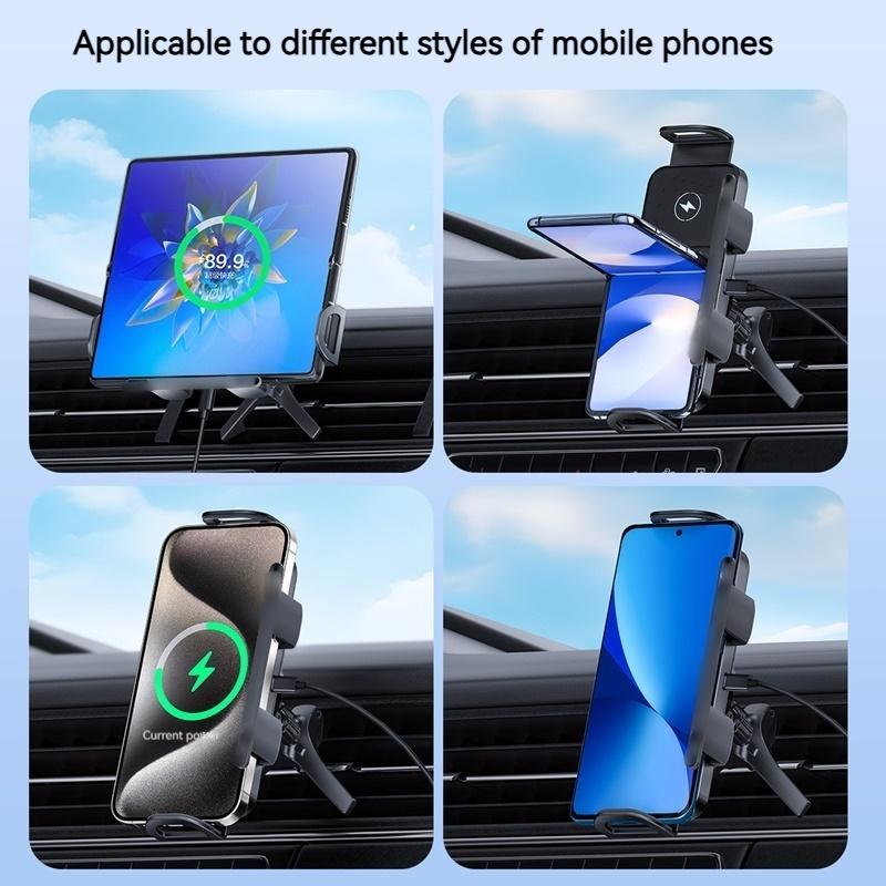 Universal Car Wireless Charger Holder 360° Rotation Phone Mount for Samsung Galaxy Fold 6 5 4 3 Z Flip S25 S24 iPhone 16 15