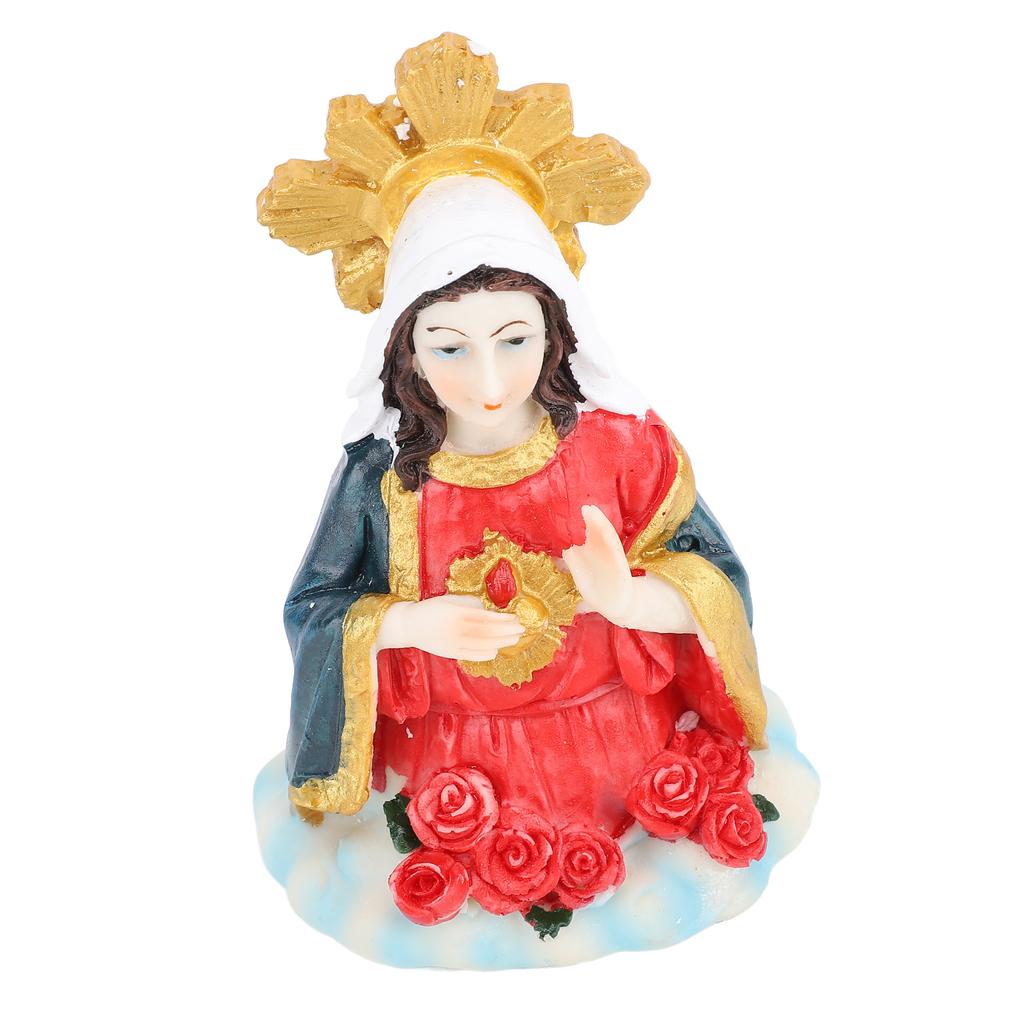 Jungfrau Maria Büste Statue 5 Zoll Harz Exquisit gefertigt Tischplatte Herz Mariens Figur
