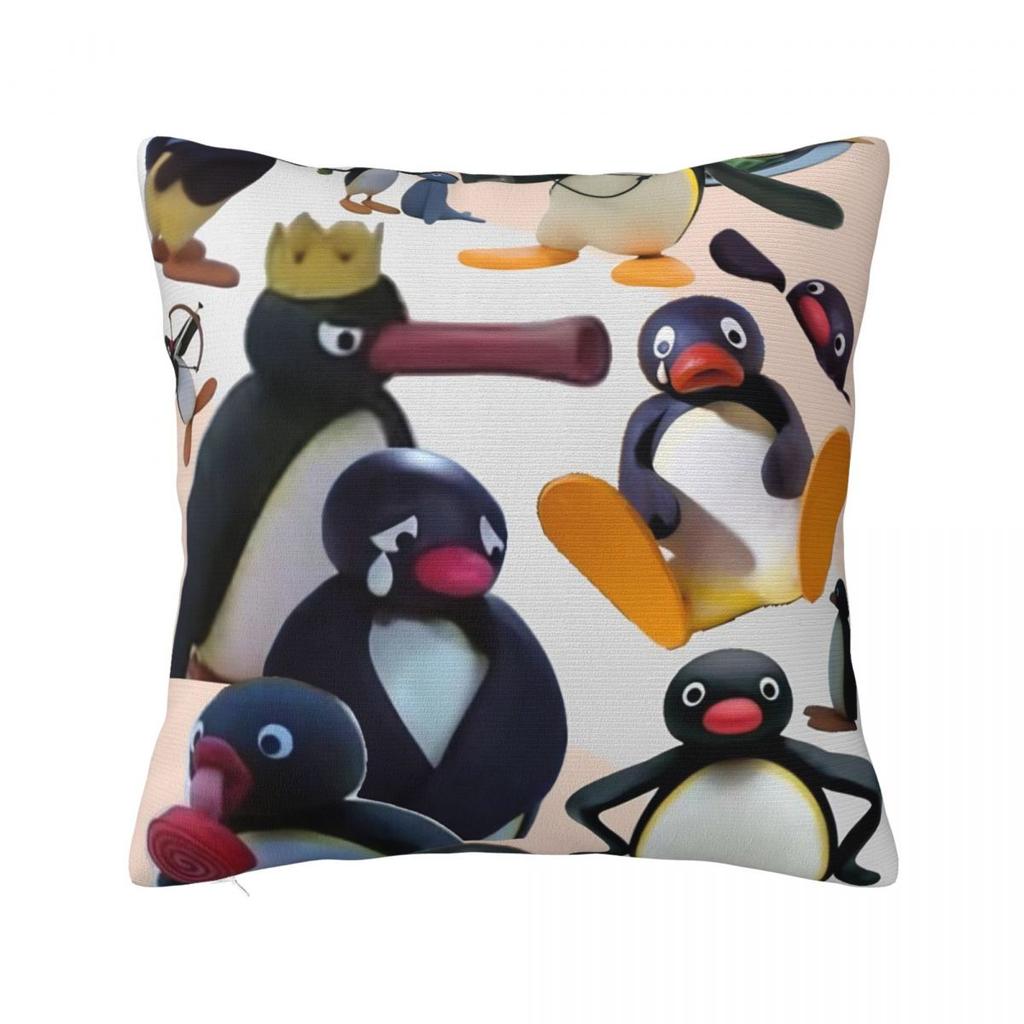 Noot Pingu Square Pillow Covers Polyester Home Penguin Cartoon Cushion Cover Cool Decorative Pillow Cover 45*45
