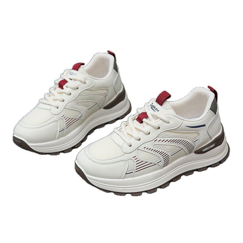 2025 new mesh dad shoes women's spring breathable non-slip sports casual shoes lightweight versatile soft-soled white shoes