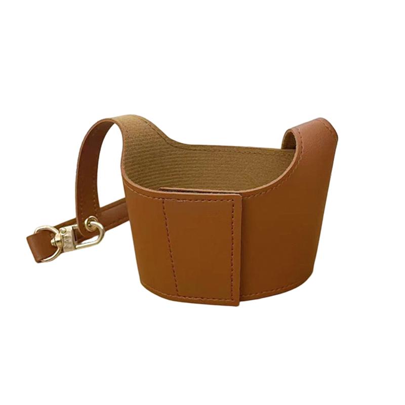 Leather Cup Cover Pouch Portable Water Bottle Sleeve Bag Leather Carrying Strap Insulating Cups Milk Tea Coffee Cups Accessories