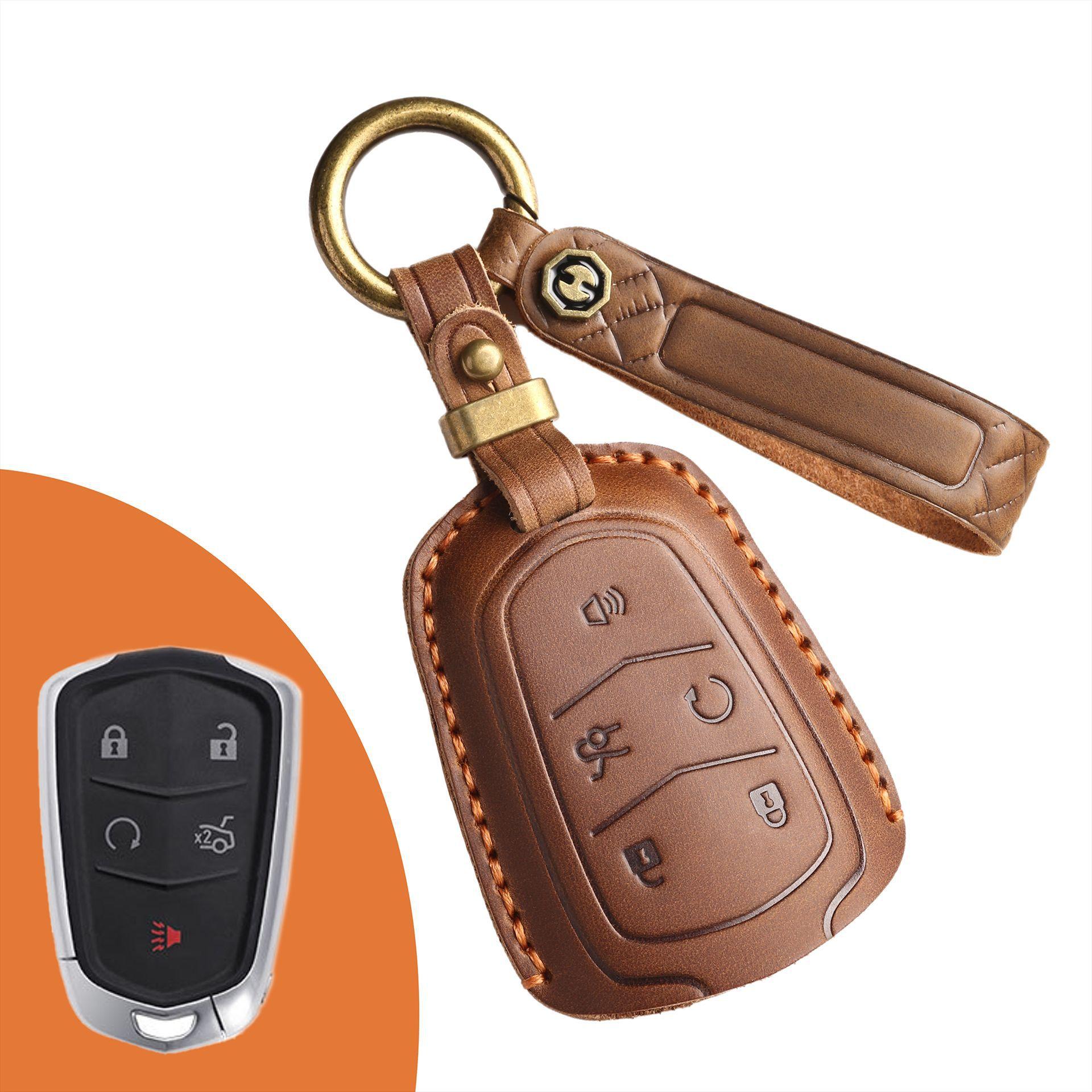 

Retro key cover for Cadillac car xt5/xt4/xt6 handmade leather keychain