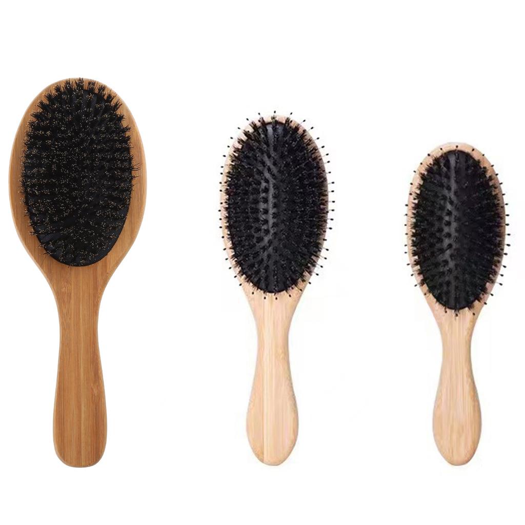 Boar Bristle Hair Brush For Women Men Kid Soft Natural Bristles Brush For Thin Hair Simulated Shine Texture Bamboo Comb