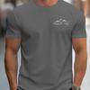 2025 Men's Summer 100 Cotton Fashionable Casual Sports Loose Plus Size Mountain Pattern Printed Round Neck Short Sleeved T-shirt