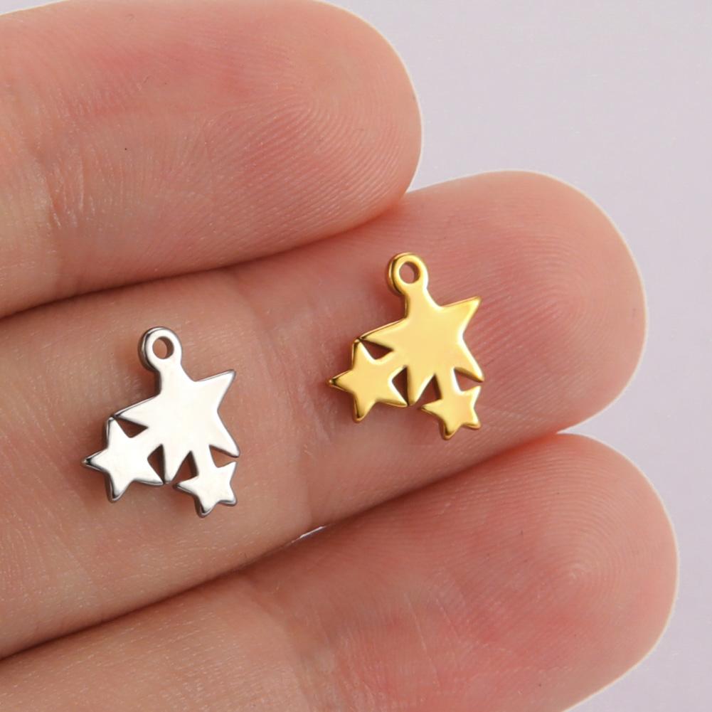 Teamer 5pcs Stainless Steel Charms for Jewelry Making DIY Accessories Sun Star Heart Moon Pendant for Bracelet Necklace Earrings