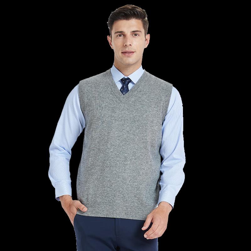 Men's V-Neck 100% Wool Sleeveless Pullover Vest