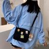 Cute Canvas Bag for Women, New Japanese Harajuku Style Crossbody Bag, Versatile Shoulder Bag for Students with Pin Badges