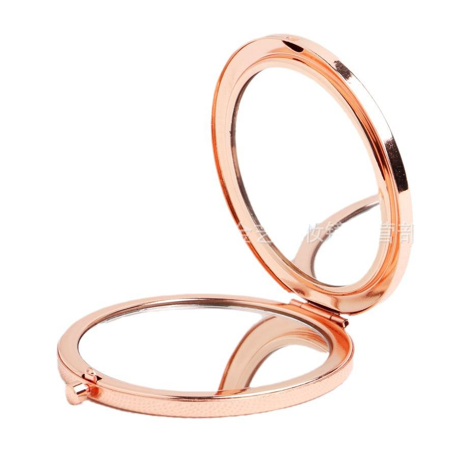 Embossed Double-Sided Pocket Makeup Mirror: Folding Portable High-Definition Handheld Mirror