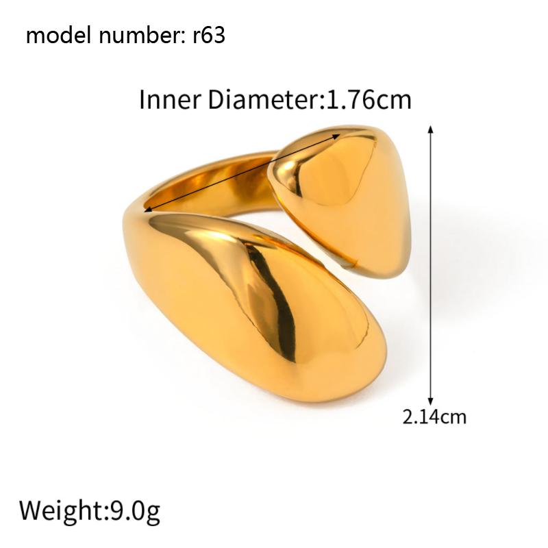 Fashion Simple Stainless Steel Rings For Women Gold Color Smooth Geometric Open Rings Arc Rings Diamonds Jewellery Ring Gift