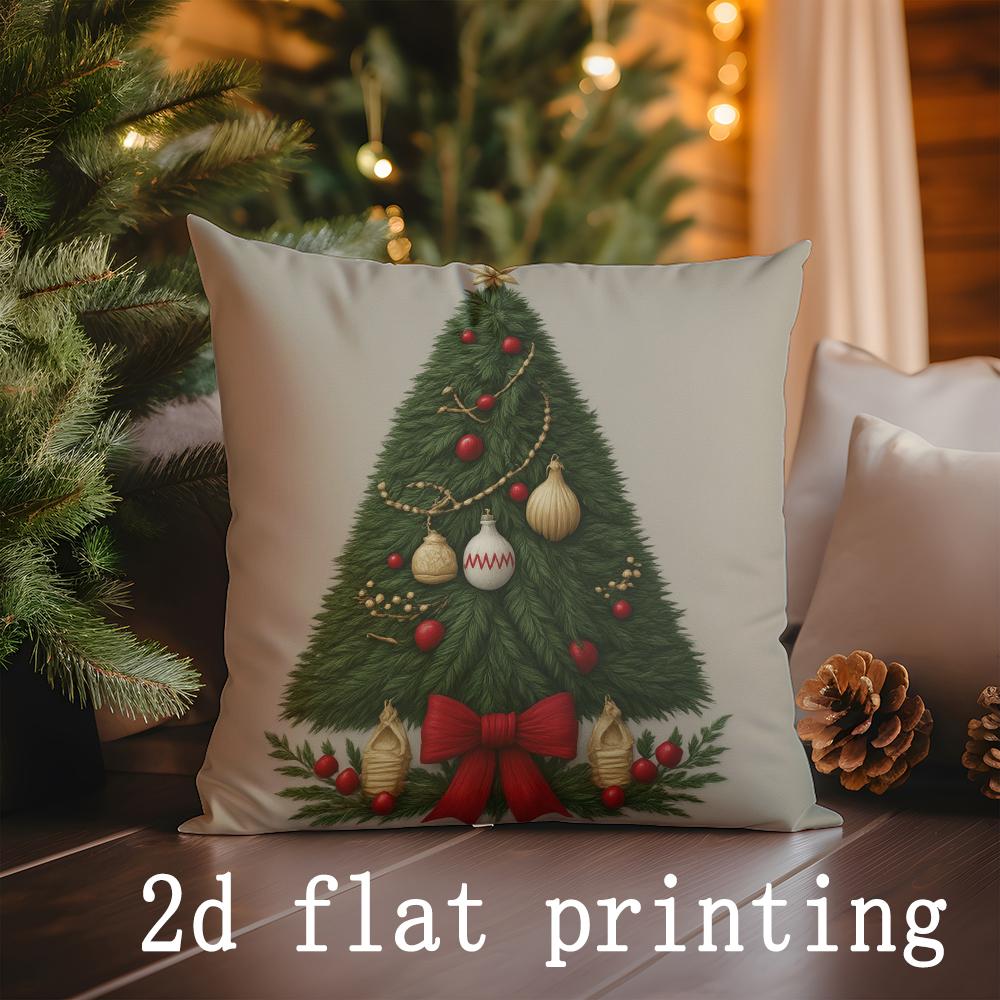 

Home Decor Christmas Tree Pattern Pillow Covers for Home Pattern Cushion Cover Suitable for Sofa Bedroom Car Pillow Cover 16x16Inch