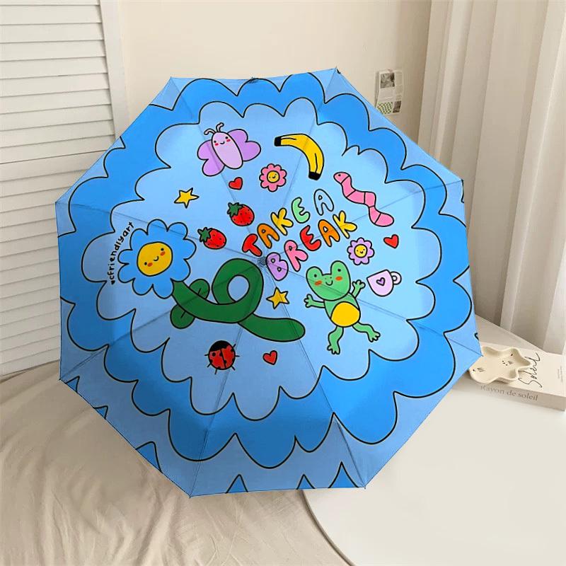 

1PC break flower Automatic Open/Close Umbrella with Windproof, 8-Rib Sturdy Canopy, Durable Ribs, Fashionable Design1362A