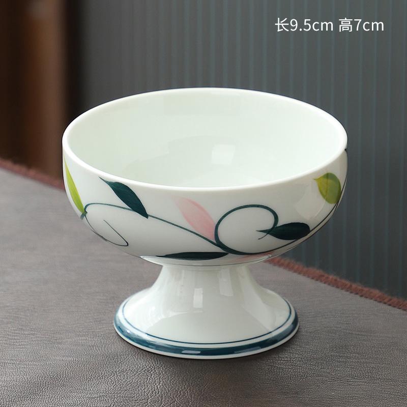 Japanese high foot tea plate Exquisite sacrificial fruit platter Snack Plate Ceramic dessert cup Candy fruit snack Dim sum plate