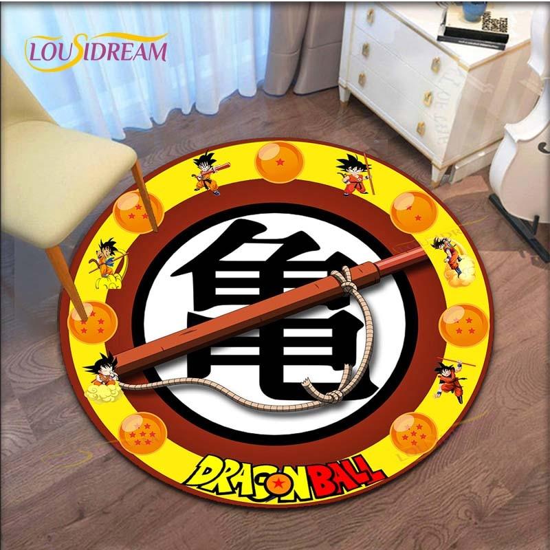 GOKU Carpet Cartoon Dragon Ball Non-slip Floormat Area Rug Round Play Mat for Playroom Kidsroom  Rugs for Bedroom