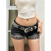 Seksowne, duże rozmiary, retro, z nadrukiem w panterkę, z podwiniętymi brzegami, dżinsowe, ultra-szorty dla gorących dziewczyn