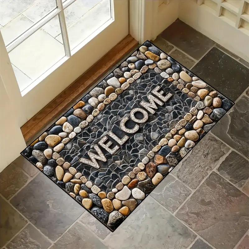 60*90CM 2D Colorful Pebble Doormat - Non-Slip, Easy To Clean,  Design with Stone Pattern for Entryways, Bathrooms, Patios, Outdoor Door Mat