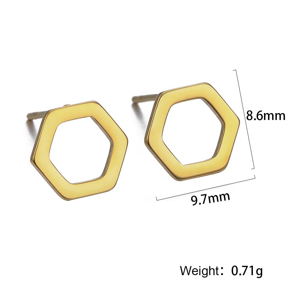 Geometric Stud Earrings Women Stainless Steel Round Square Oval Hexagon Star Triangle Rectangle Trend Jewelry Gifts