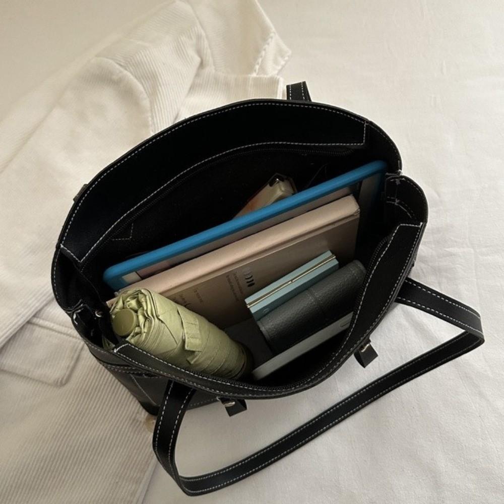PU Leather Shoulder Tote Bag Vintage Handbag Retro Underarm Bag  Work