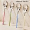 2Pcs 410 Stainless Steel Luxury 4 Color Handle Spoon For Family Dinner Tableware Restaurant Flatware Soup Ladle