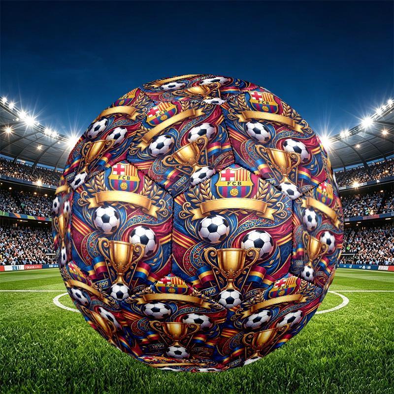 FC Barcelona Fußball-Print Größe 5 Fußball, PU Abriebfester Fußball für Spieltraining und tägliches Üben, Geburtstagsgeschenk für Fußballfans