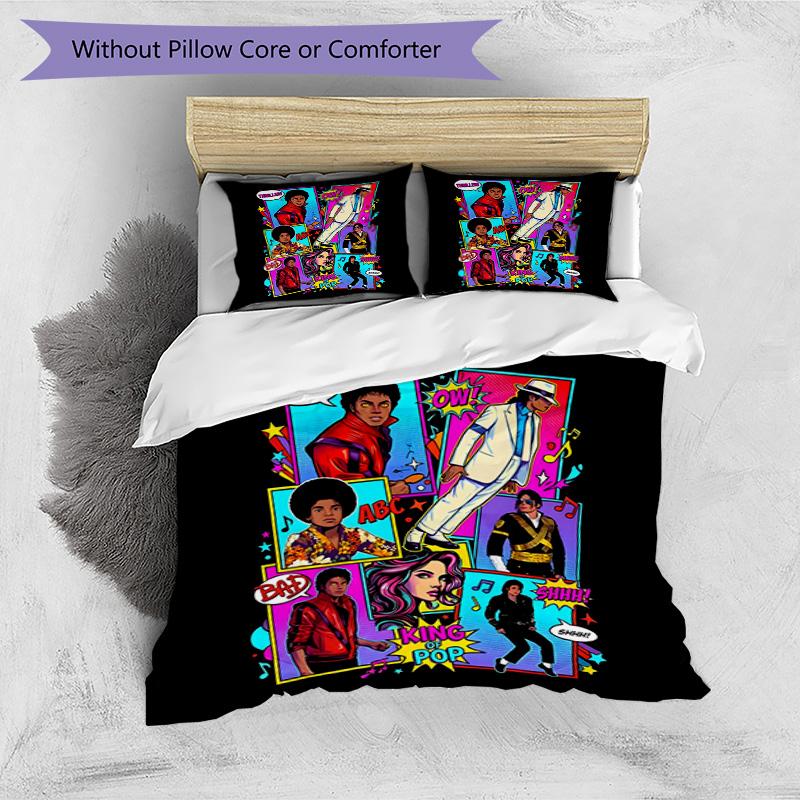3pcs Duvet Cover Set (1*Duvet Cover + 2*Pillowcase, Without Core), Michael Jackson Print Bedding Set, Bedroom Decor, All‑Season, Birthday Gift
