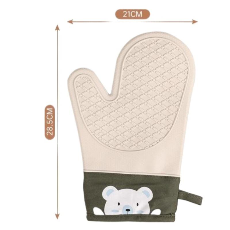 Silicone Heat Insulation Gloves Thickened, Non-slip, High Temperature Oven Gloves Baking and Scalding Kitchen Hand Clamps