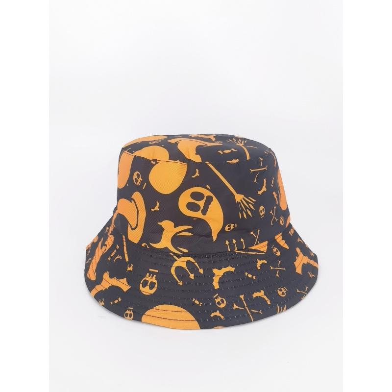 European and American New Halloween Printing Pattern Bucket Hat Graffiti Tie-dye Basin Hat Men and Women Spring and Summer Outdoor Sunscreen